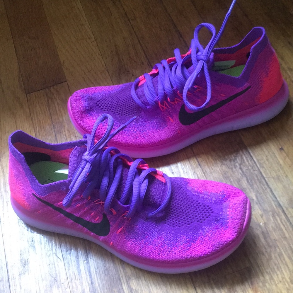 Nike Bright Purple and Coral running shoes